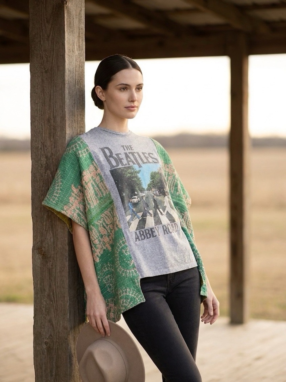 Handcrafted Upcycled The Beatles Kantha Tunic NWT One Size